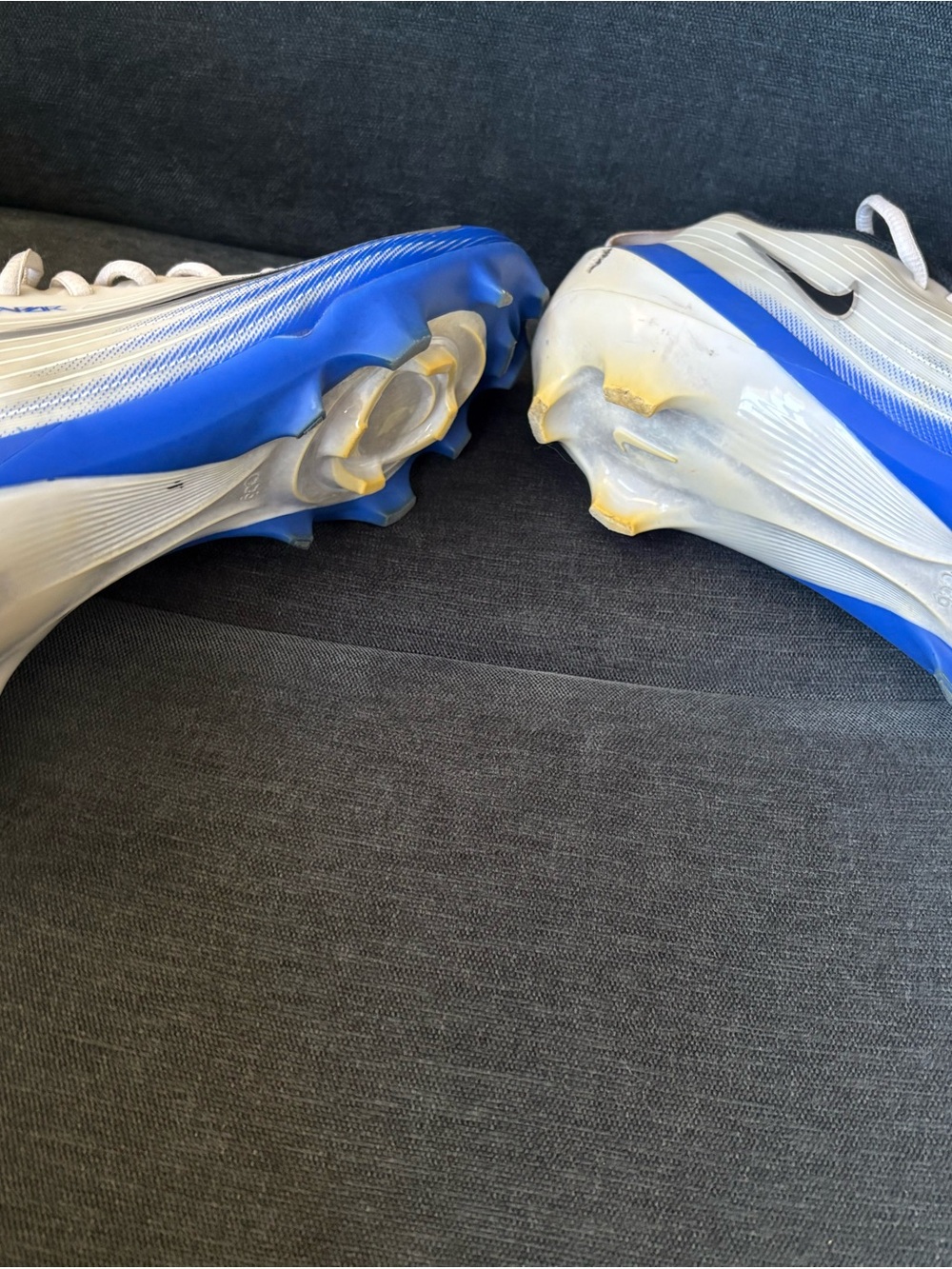 Nike White and Blue Men's Cleats